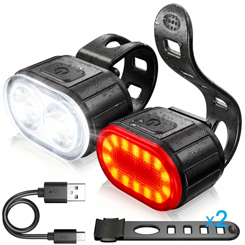 Mountain bike lights usb - 2x,