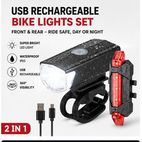 Usb rechargeable bike lights - usb,